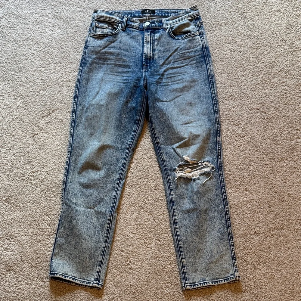 7 for all mankind Distressed Blue Jeans - Picture 1 of 7